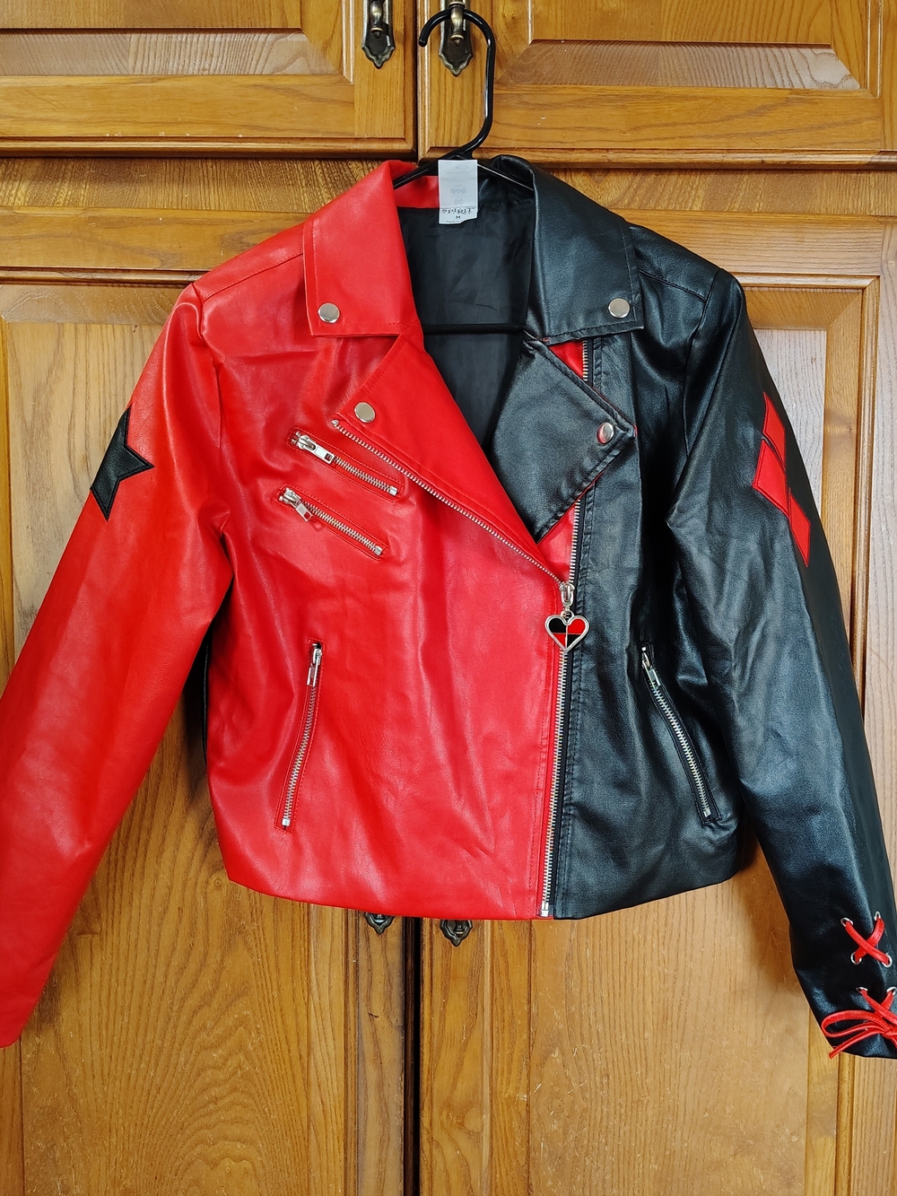 Harley Quinn Red Black Faux Leather Jacket DC Comics Spirit Size Medium Cosplay